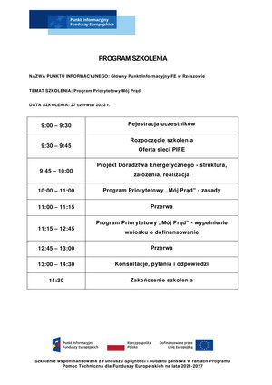 Program Priorytetowy Mój Prąd - bezpłatne szkolenie