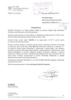 Zabezpieczenie drogi gminnej Glinik – Łysa Góra – Mała