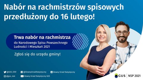 Komunikat w sprawie przedłużenia terminu naboru kandydatów na rachmistrzów spisowych