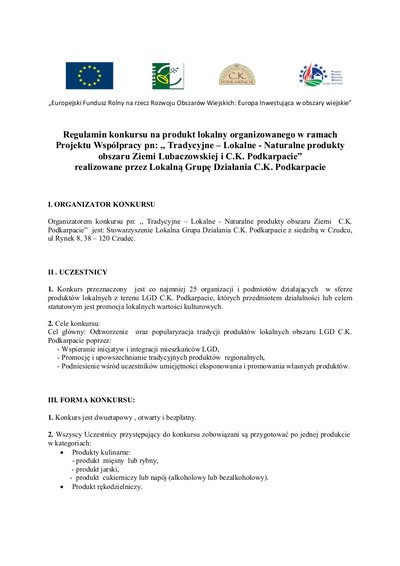 Konkurs na produkt lokalny