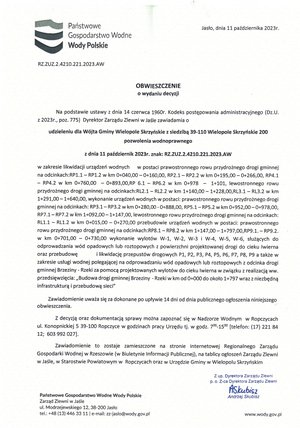 Obwieszczenie o wydaniu decyzji