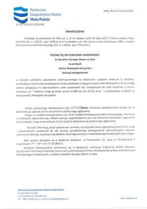 Obwieszczenie Dyrektora Zarządu Zlewni w Jaśle