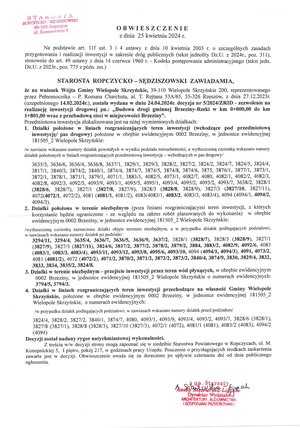 Obwieszczenie Starosty Ropczycko-Sędziszowskiego