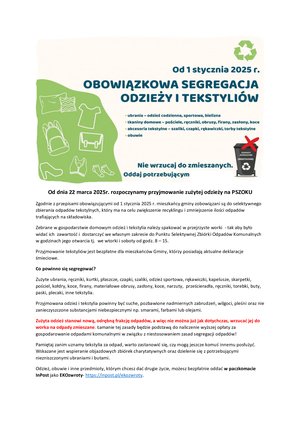 Obowiązkowa segregacja odzieży i tekstyliów