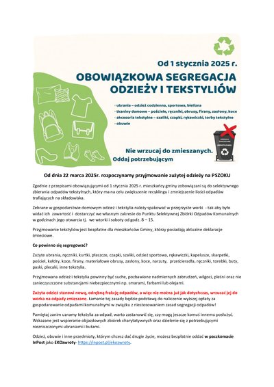 Obowiązkowa segregacja odzieży i tekstyliów