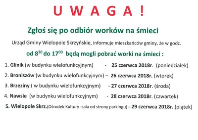 Ważna informacja dla mieszkańców Gminy