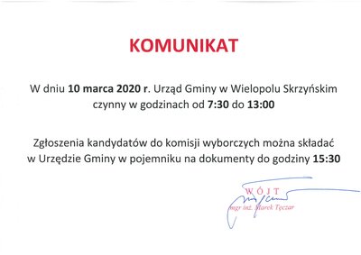 Zmiana godzin otwarcia Urzędu Gminy w Wielki Piątek 10 kwietnia