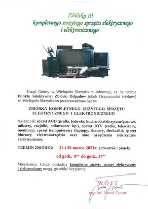 Zbiórka kompletnego zużytego sprzętu elektrycznego i elektronicznego