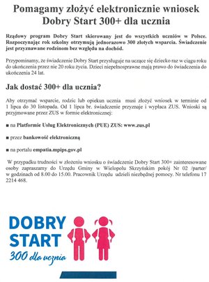 Pomagamy złożyć elektronicznie wniosek "Dobry Start 300+"
