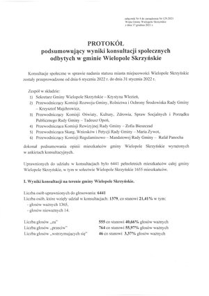 Protokół podsumowujący wyniki konsultacji społecznych odbytych w gminie Wielopole Skrzyńskie