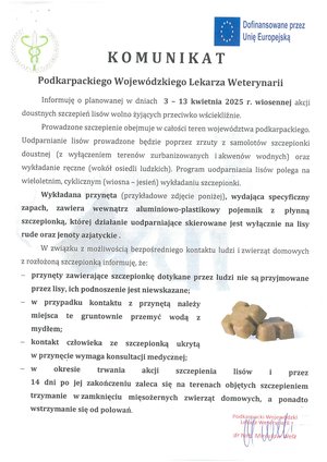 Komunikat Podkarpackiego Wojewódzkiego Lekarza Weterynarii