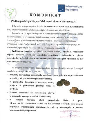 Komunikat Podkarpackiego Wojewódzkiego Lekarza Weterynarii