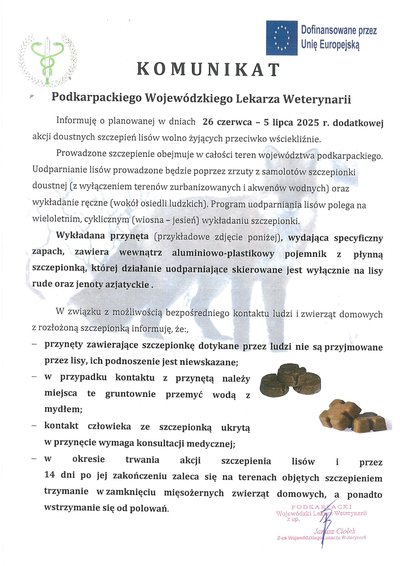Komunikat Podkarpackiego Wojewódzkiego Lekarza Weterynarii