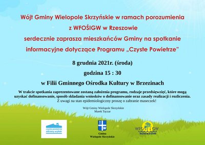 SPOTKANIE INFORMACYJNE DOTYCZĄCE PROGRAMU "CZYSTE POWIETRZE"