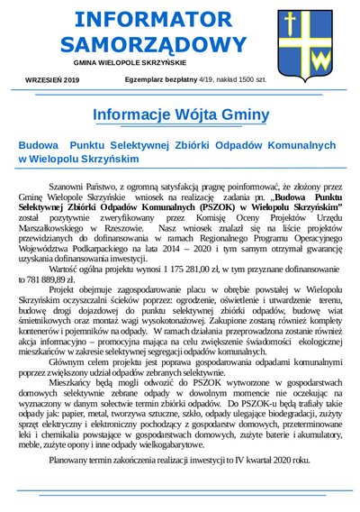 Informator Samorządowy - wrzesień 2019