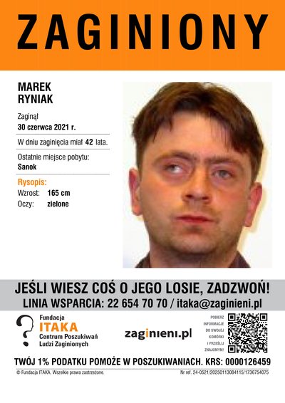 Poszukiwanie osoby zaginionej - Marek Ryniak