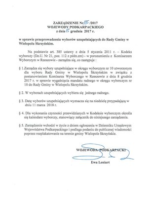 Zarządzenie nr 195/2017 Wojewody Podkarpackiego z dnia 15 grudnia 2017 r.