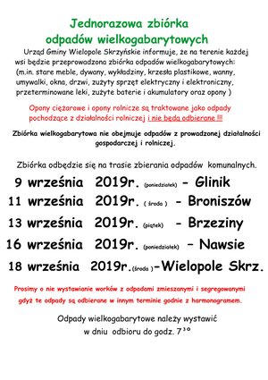 Jednorazowa zbiórka odpadów wielkogabarytowych