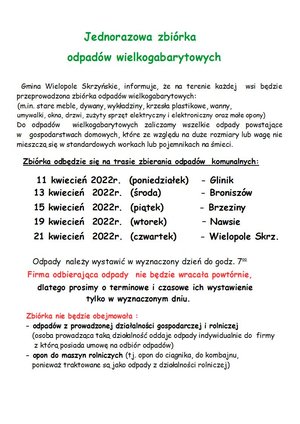 Jednorazowa zbiórka odpadów komunalnych