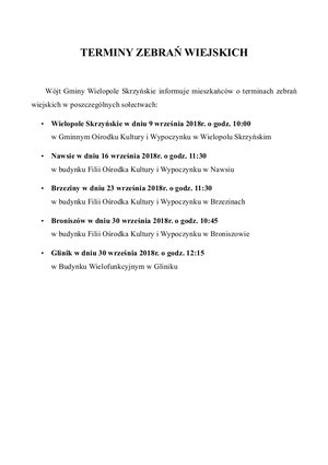 Terminy Zebrań Wiejskich