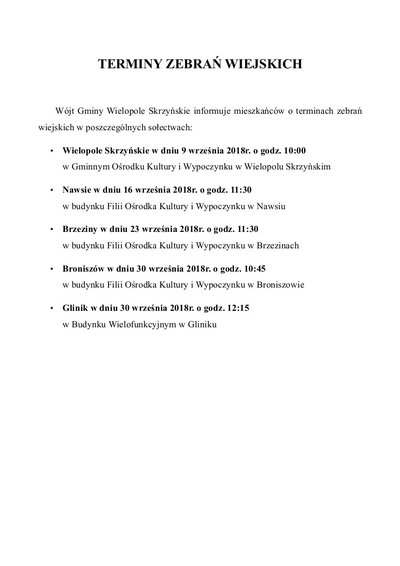 Terminy Zebrań Wiejskich