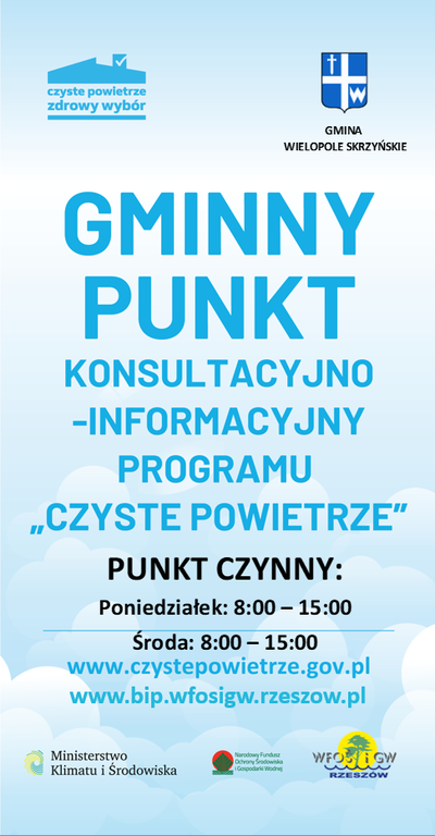 Gminny Punkt konsultacyjno - informacyjny programu "Czyste Powietrze"