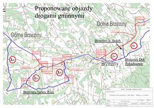 Przebudowa drogi powiatowej Nr 1296 R Dębica – Wielopole Skrzyńskie w miejscowości Brzeziny.